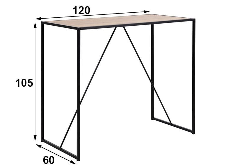 Bāra galds Seaford, melns cena un informācija | Virtuves galdi, ēdamgaldi | 220.lv