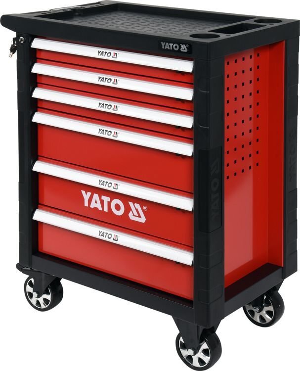 Profesionāls instrumentu skapis Yato ar 177 instrumentiem, 6 atvilktnes cena un informācija | Instrumentu kastes | 220.lv
