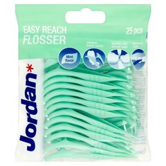 Zobu diegs Jordan Easy Reach Flosser, piparmētru, 25 gab. cena un informācija | Zobu pastas, birstes | 220.lv