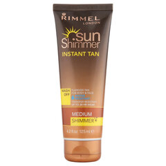 Pašiedeguma balzams ķermenim un sejai Rimmel London Sun Shimmer Instant Tan Shimmer 125 ml, Medium Shimmer cena un informācija | Paštonējošie līdzekļi | 220.lv