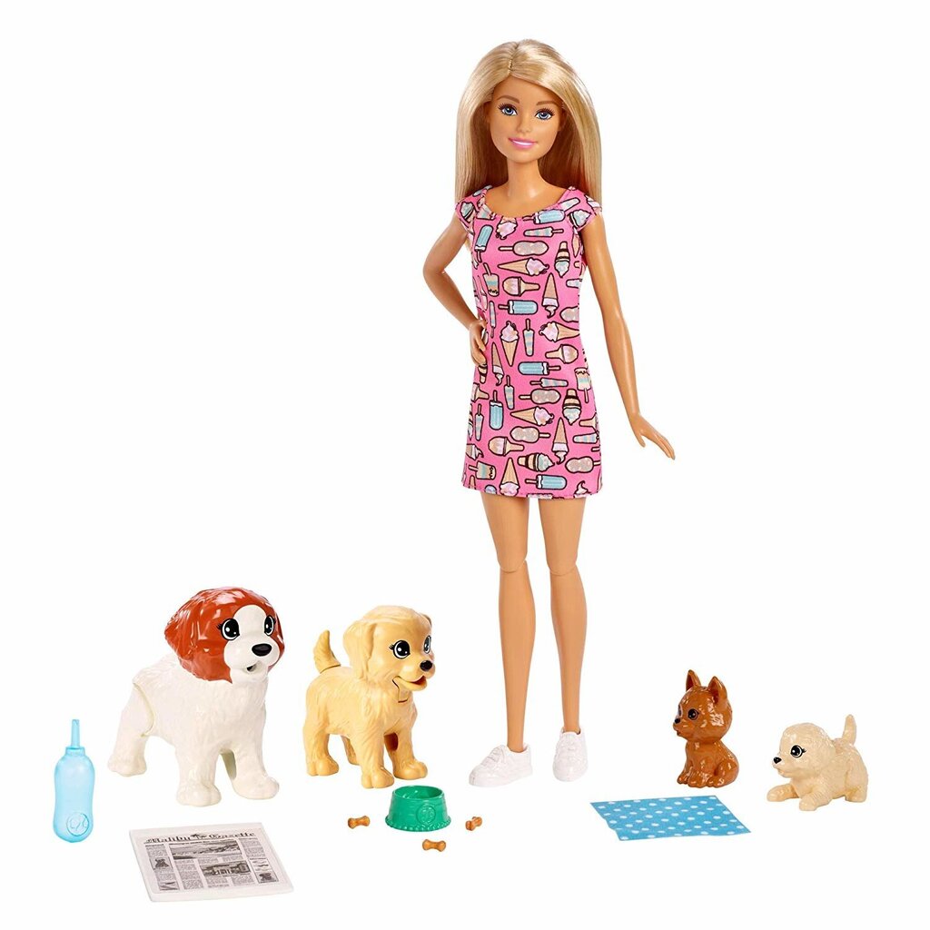 Lelle Barbie ar 4 kucēniem cena un informācija | Rotaļlietas meitenēm | 220.lv