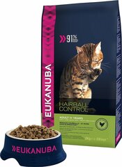 EUKANUBA Hairball sausā kaķu barība pieaugušajiem kaķiem matu kamolu kontrolei 2 kg cena un informācija | Sausā barība kaķiem | 220.lv