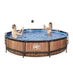 Каркасный бассейн Exit Timber с фильтром, 360x76 см, коричневый цена и информация | Бассейны | 220.lv