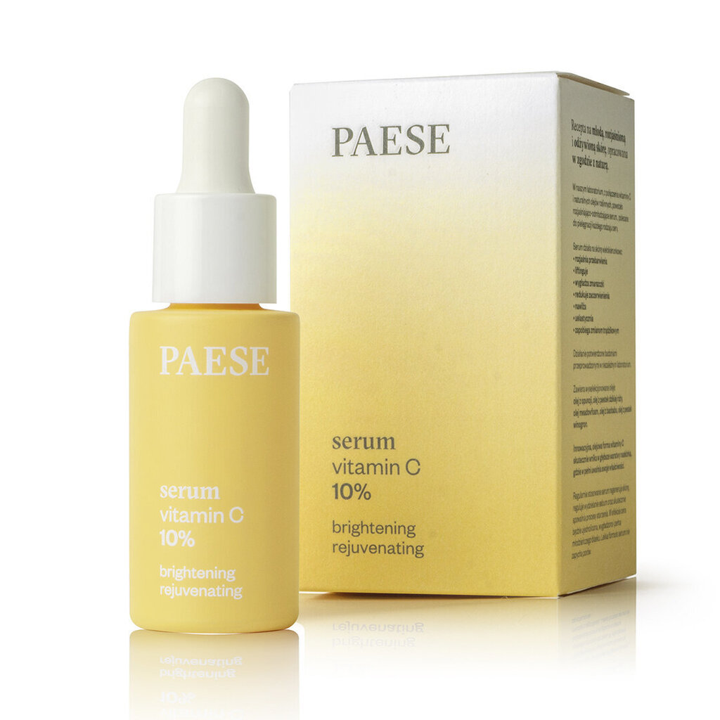 Barojošs eļļas bāzes sejas serums ar C Vitamīnu 10% Paese 15 ml cena un informācija | Serumi sejai, eļļas | 220.lv