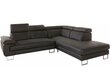 Mīksts stūra dīvāns Jennings PU, melns цена и информация | Stūra dīvāni | 220.lv