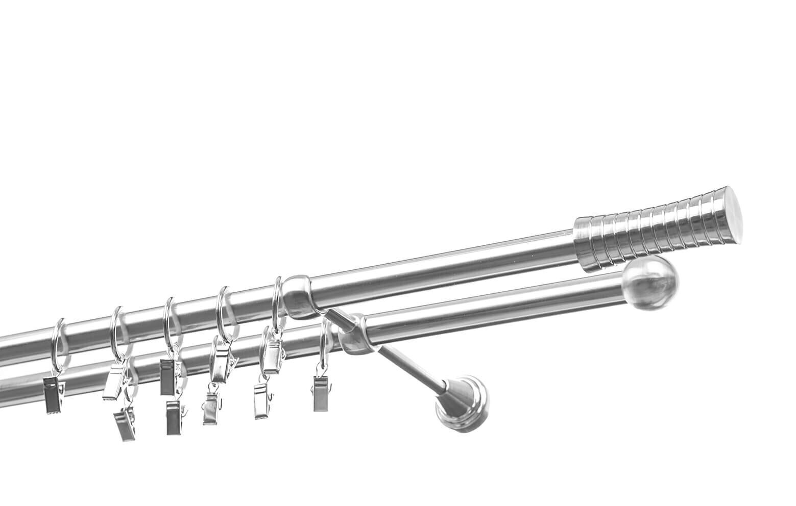 Dubultā karnīze metāla 19 mm + 19 mm OLIMP, 150 cm, nerūsējošais tērauds цена и информация | Aizkaru stangas, karnīzes | 220.lv