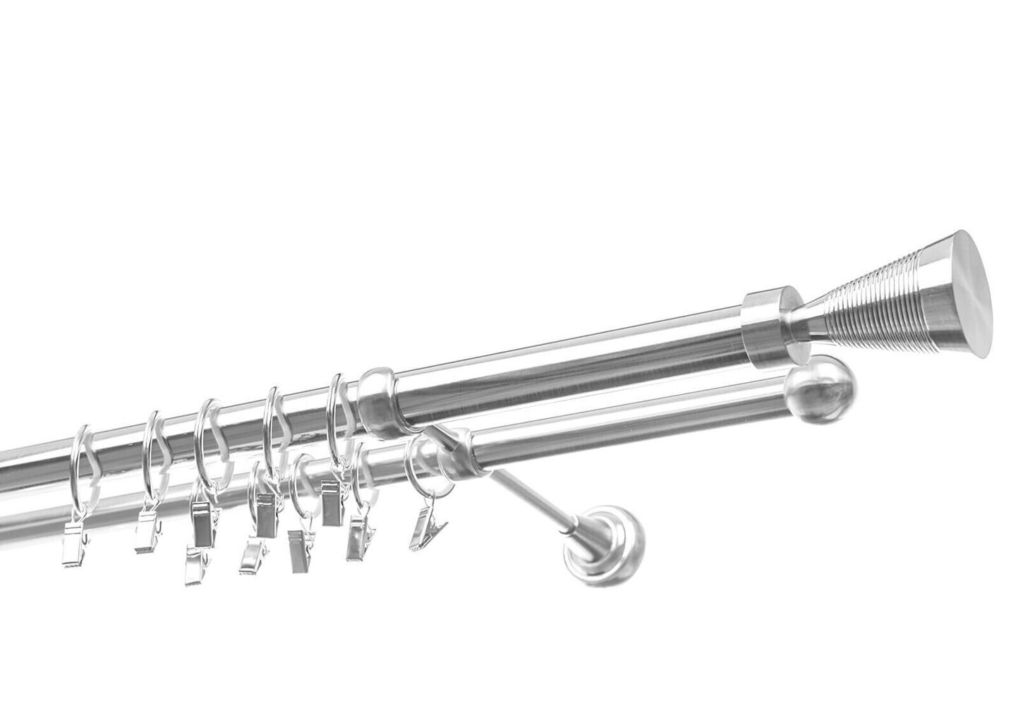 Dubultā karnīze 25 mm + 19 mm APOLLO, 400 cm, nerūsējošais tērauds цена и информация | Aizkaru stangas, karnīzes | 220.lv