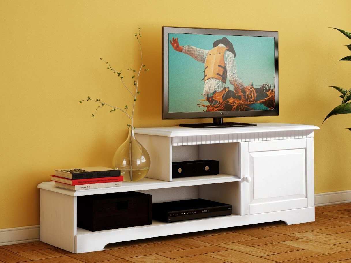 TV galdiņš Caroline 1D, balts цена и информация | TV galdiņi | 220.lv