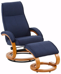 Krēsls ar pufu Lyon, tumši zils cena un informācija | Atpūtas krēsli | 220.lv