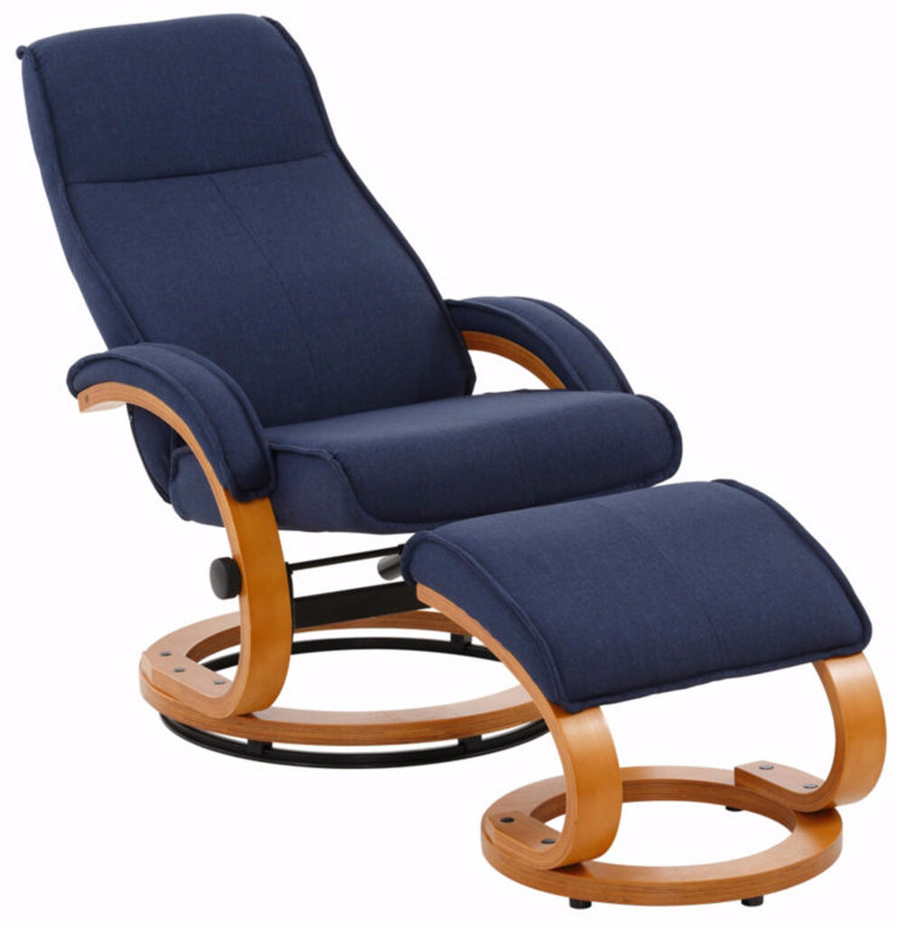 Krēsls ar pufu Lyon, tumši zils цена и информация | Atpūtas krēsli | 220.lv