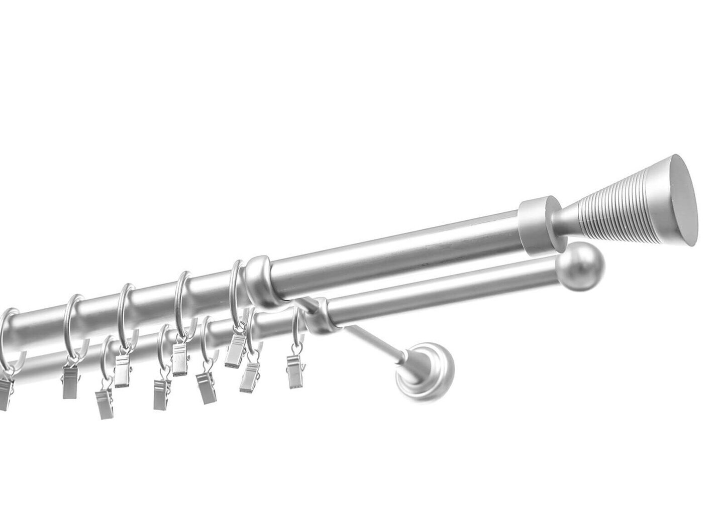 Dubultā karnīze 25 mm + 19 mm APOLLO, 400 cm, matēts hroms цена и информация | Aizkaru stangas, karnīzes | 220.lv