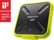 ADATA External SSD SD700 1000 GB, USB 3.1, Yellow/Black cena un informācija | Ārējie cietie diski | 220.lv