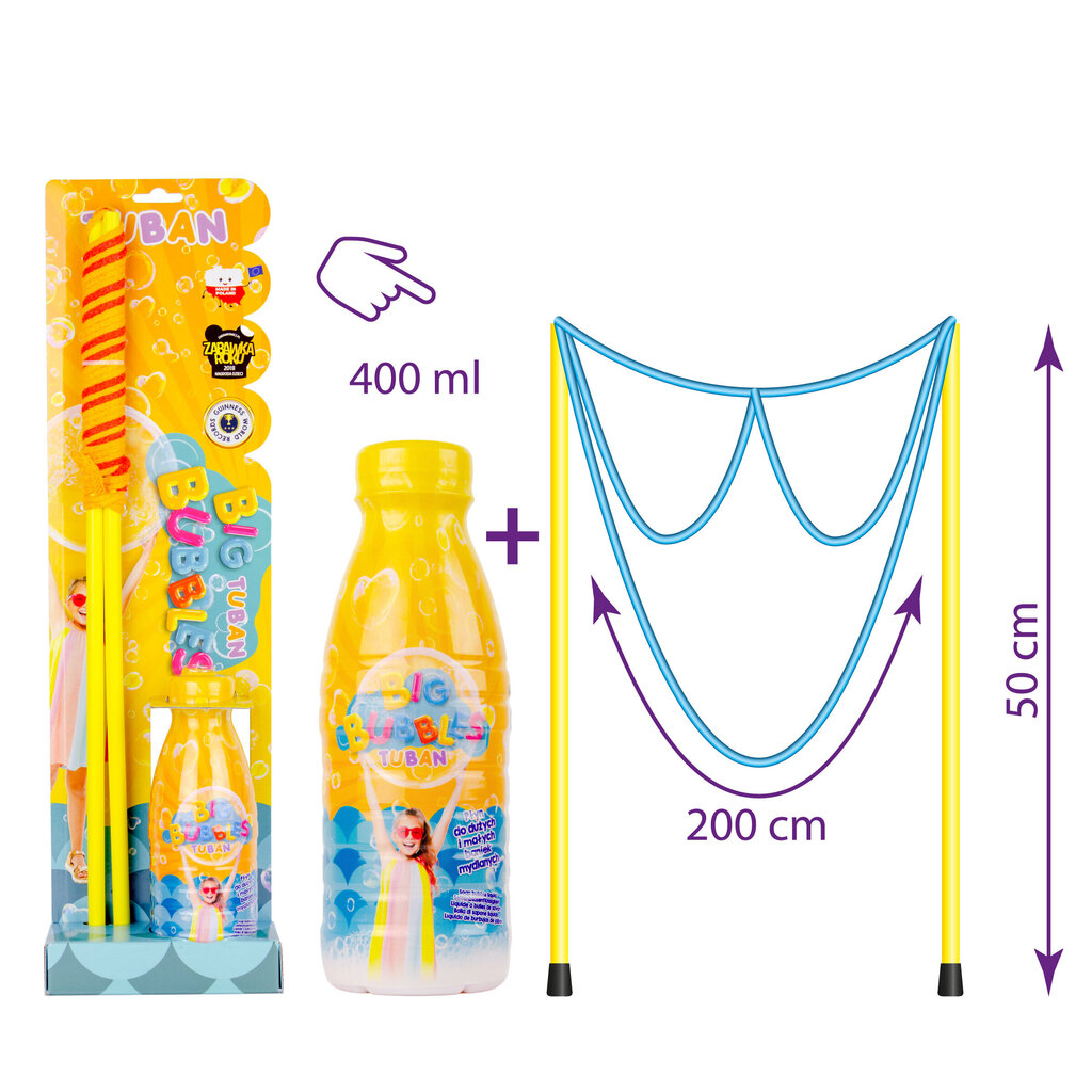 Burbuļu pūšanas komplekts Tuban (50 cm) + 400 ml burbuļu šķidrums, TU3647 cena un informācija | Ūdens, smilšu un pludmales rotaļlietas | 220.lv