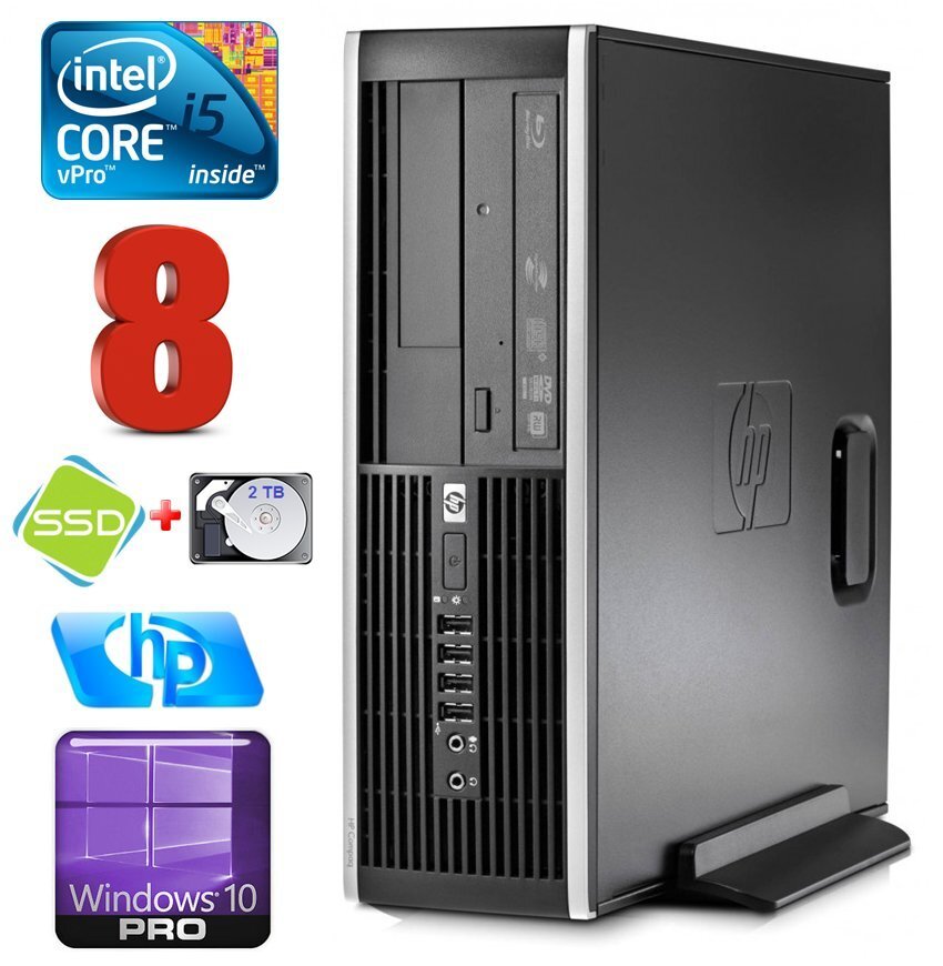 HP 8100 Elite SFF i5-650 8GB 120SSD+2TB DVD WIN10Pro cena un informācija | Stacionārie datori | 220.lv