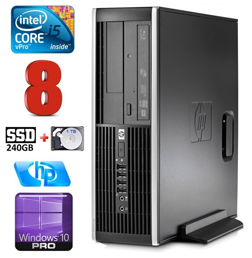 HP 8100 Elite SFF i5-650 8GB 240SSD+1TB DVD WIN10Pro cena un informācija | Stacionārie datori | 220.lv