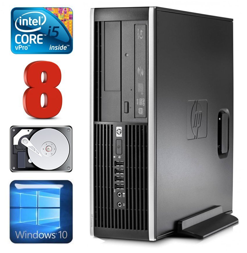 HP 8100 Elite SFF i5-650 8GB 250GB DVD WIN10 cena un informācija | Stacionārie datori | 220.lv