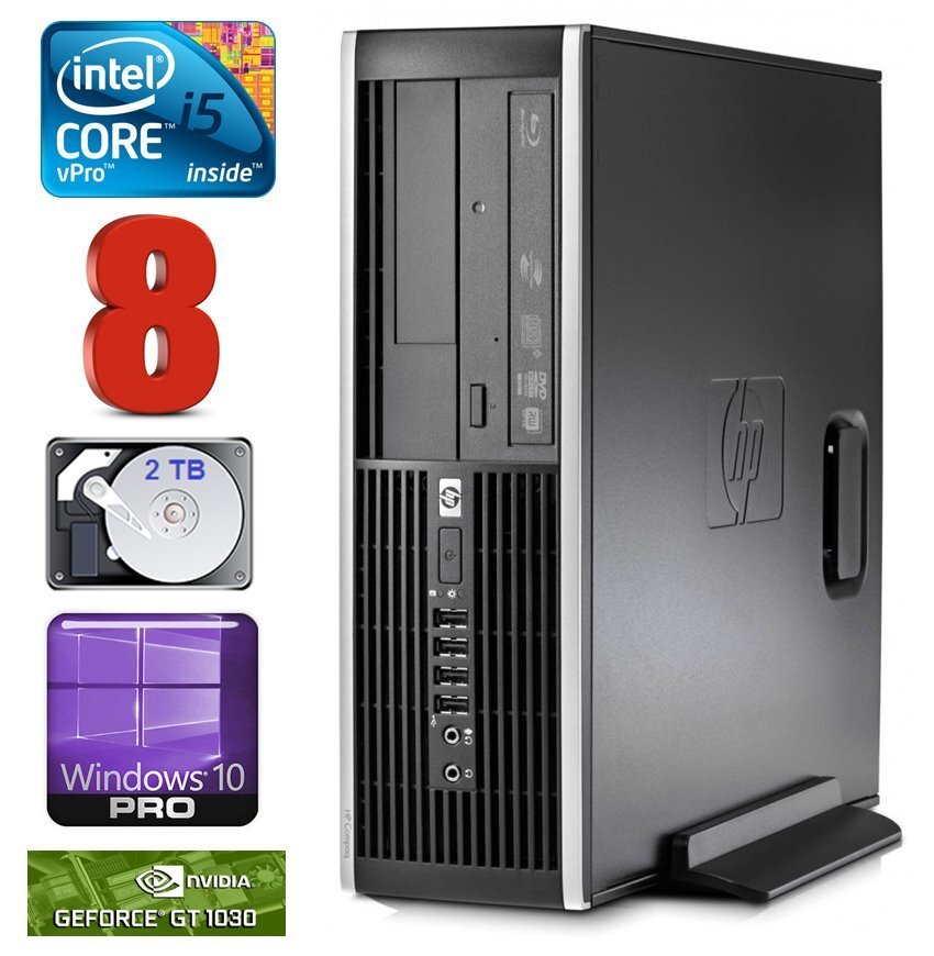 HP 8100 Elite SFF i5-650 8GB 2TB GT1030 2GB DVD WIN10Pro cena un informācija | Stacionārie datori | 220.lv