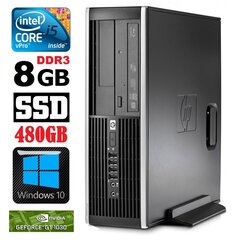 HP 8100 Elite SFF i5-650 8GB 480SSD GT1030 2GB DVD WIN10 cena un informācija | Stacionārie datori | 220.lv