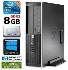 HP 8100 Elite SFF i5-650 8GB 960SSD GT1030 2GB DVD WIN10 cena un informācija | Stacionārie datori | 220.lv