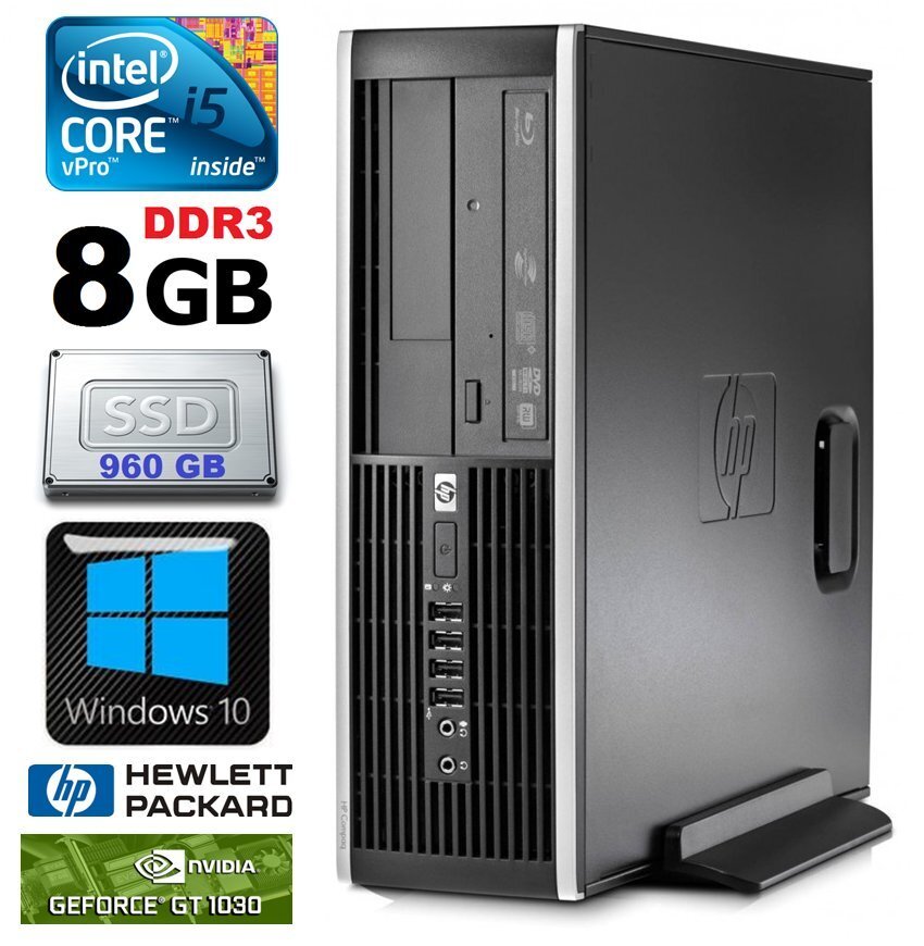 HP 8100 Elite SFF i5-650 8GB 960SSD GT1030 2GB DVD WIN10 cena un informācija | Stacionārie datori | 220.lv