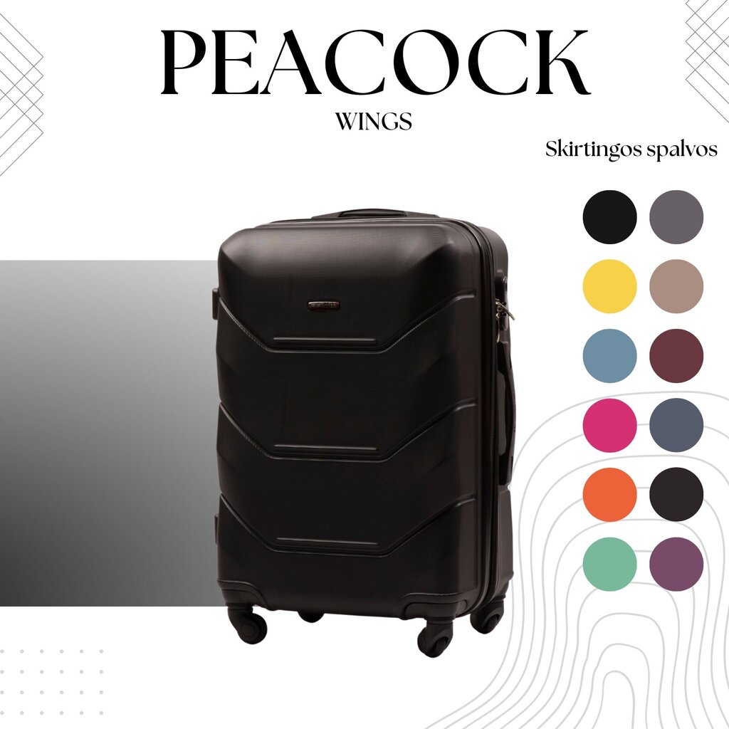 Mazs koferis Wings Peacock XS, melns cena un informācija | Koferi, ceļojumu somas | 220.lv