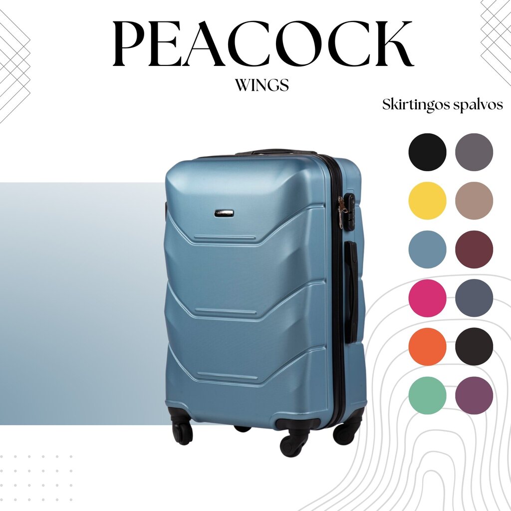 Maza izmēra koferis Wings Peacock XS, gaisi zils cena un informācija | Koferi, ceļojumu somas | 220.lv