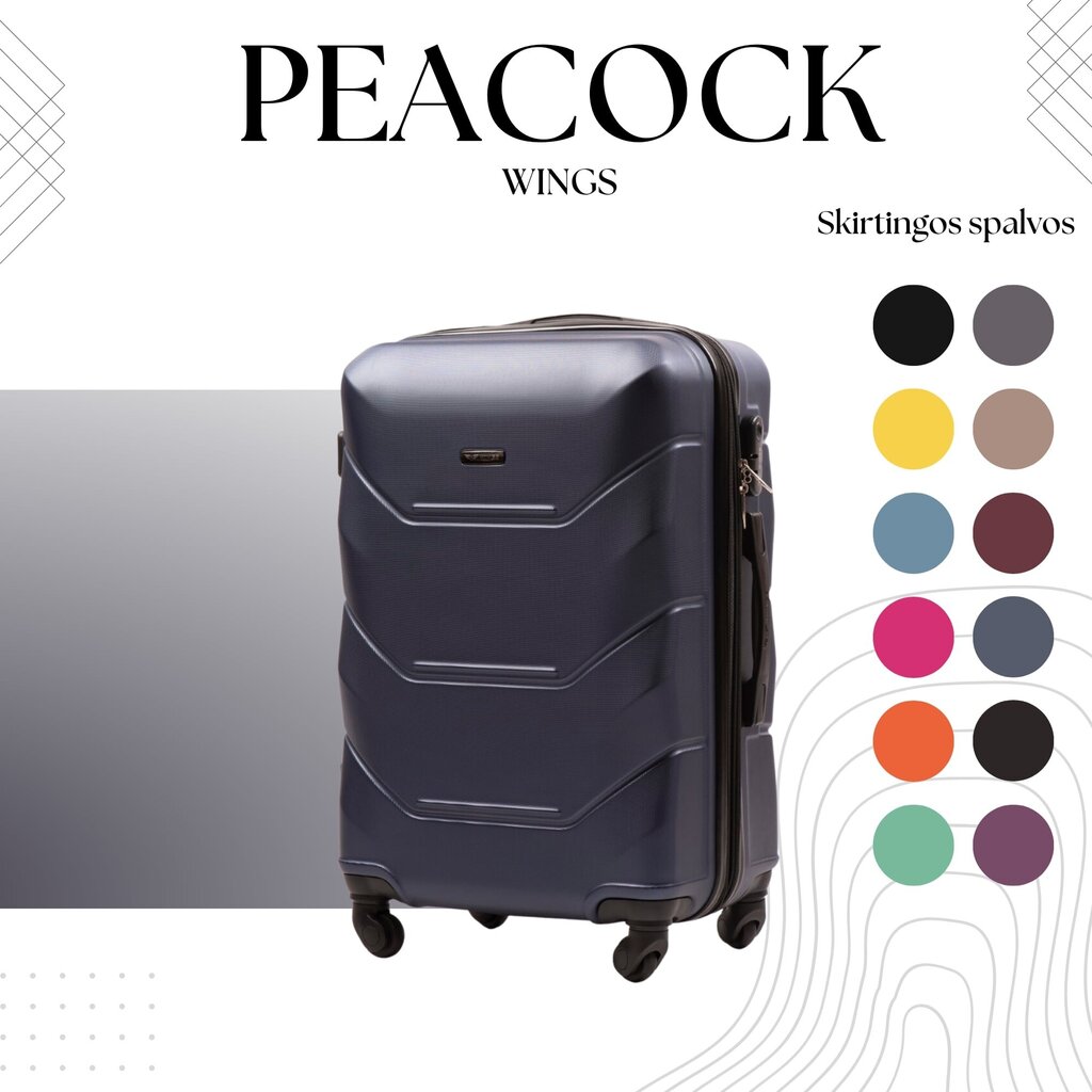 Maza izmēra koferis Wings Peacock S, tumši zils цена и информация | Koferi, ceļojumu somas | 220.lv
