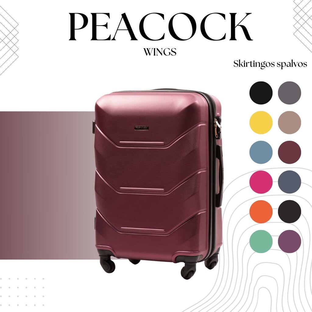 Maza izmēra koferis Wings Peacock S, tumši sarkans cena un informācija | Koferi, ceļojumu somas | 220.lv