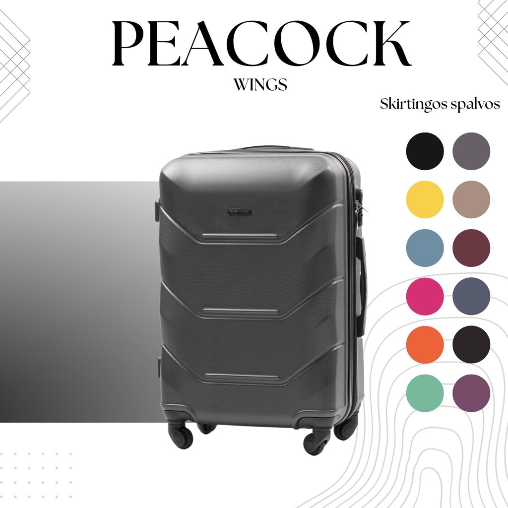 Vidēja izmēra koferis Wings Peacock M, tumši pelēks cena un informācija | Koferi, ceļojumu somas | 220.lv