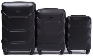 3 koferu komplekts Wings 147-3, melns cena un informācija | Koferi, ceļojumu somas | 220.lv