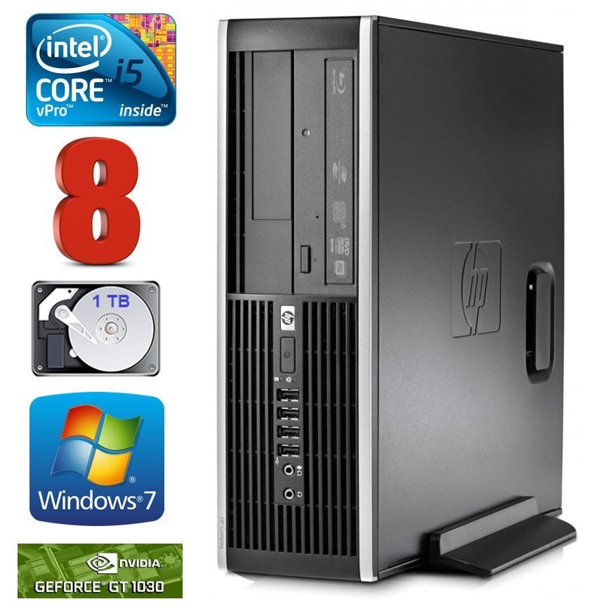 HP 8100 Elite SFF i5-650 8GB 1TB GT1030 2GB DVD WIN7Pro cena un informācija | Stacionārie datori | 220.lv