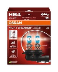 Автомобильные лампочки OSRAM Night Breaker Laser (Next Generation) HB4, 51W цена и информация | Автомобильные лампочки | 220.lv