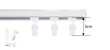 SINGLE aluminum rail single white with rings, 150 cm cena un informācija | Aizkaru stangas, karnīzes | 220.lv