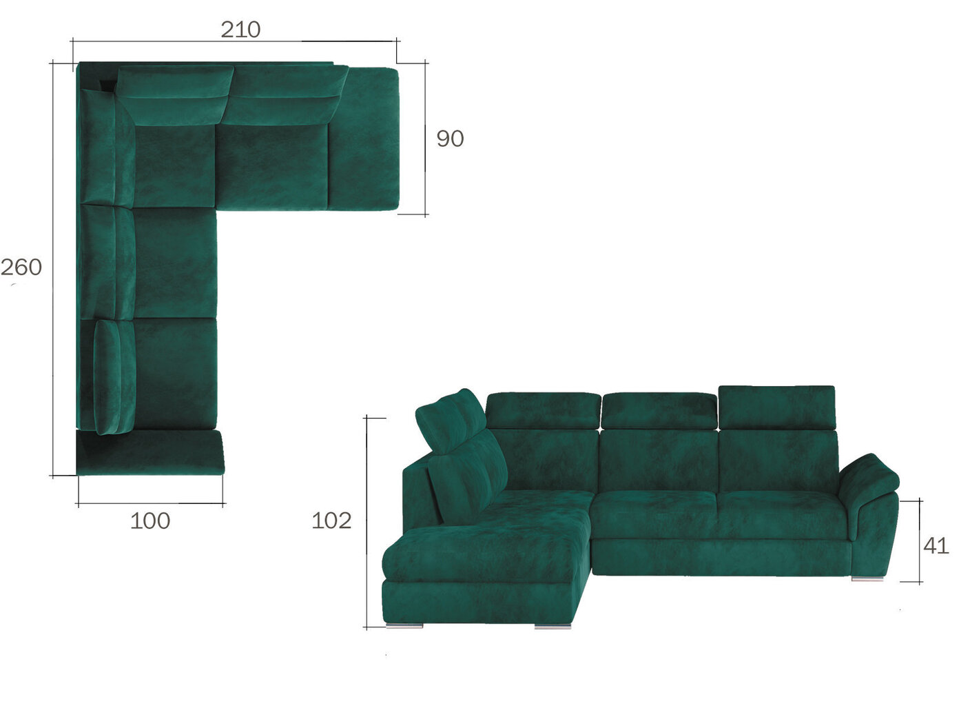 Stūra dīvāns Loreto, zaļš цена и информация | Stūra dīvāni | 220.lv