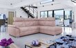 Mīksts stūra dīvāns Loreto, gaiši rozā cena un informācija | Stūra dīvāni | 220.lv