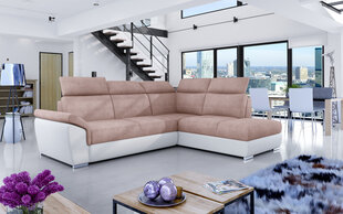 Stūra dīvāns Loreto, gaiši rozā/balts kaina ir informacija | Stūra dīvāni | 220.lv