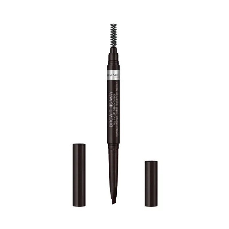 Uzacu zīmulis ar birstīti Rimmel This Way 0,25 g, 004 Soft Black цена и информация | Uzacu krāsas, zīmuļi | 220.lv