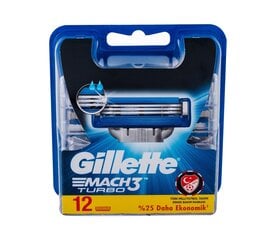 Головки бритвы Gillette Mach3 Turbo 12 шт цена и информация | Косметика и средства для бритья | 220.lv