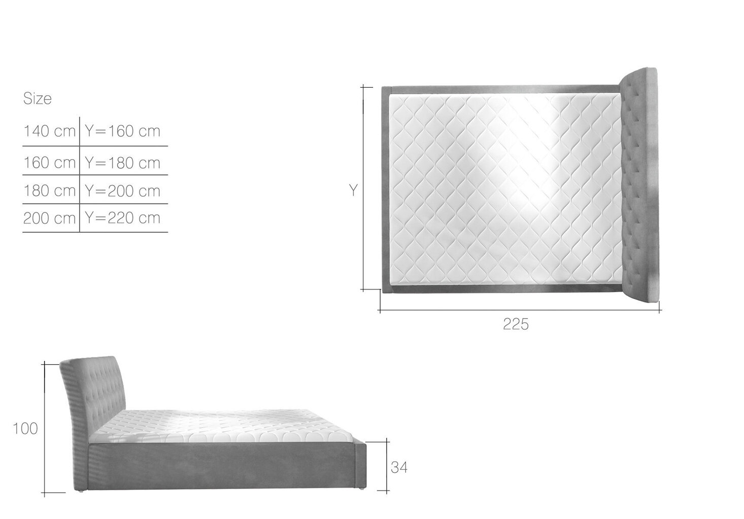 Gulta Milano MD, 200x200 cm, zila cena un informācija | Gultas | 220.lv