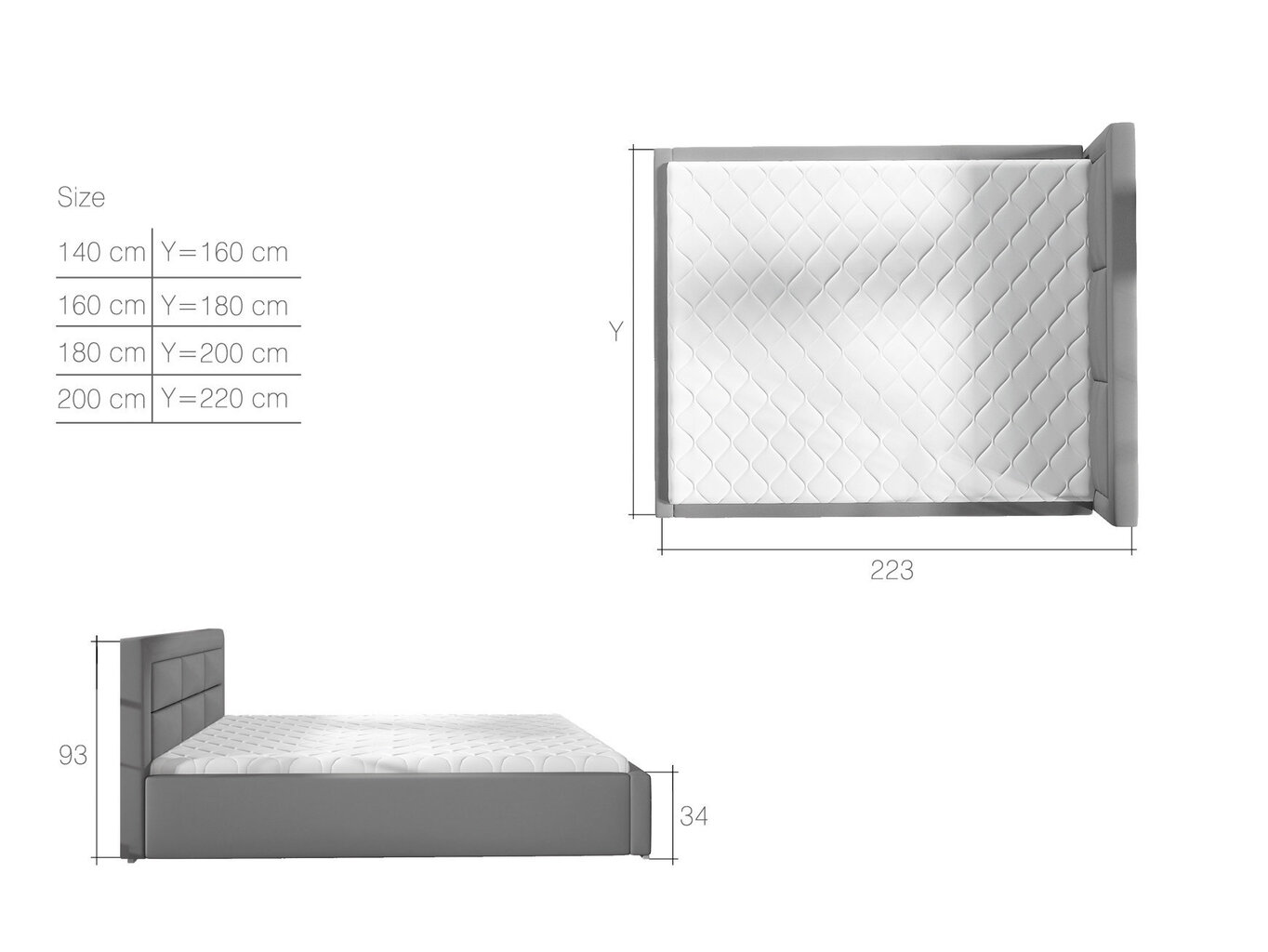 Gulta Rosano MTP, 140x200 cm, zila cena un informācija | Gultas | 220.lv