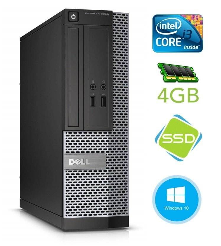 Dell 3020 SFF i3-4130 4GB 120SSD DVDRW WIN10Pro cena un informācija | Stacionārie datori | 220.lv