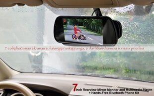 PMC-310 Parkošanās sistēma spogulī ar Bluetooth, kamera cena un informācija | Parkošanas sistēmas | 220.lv