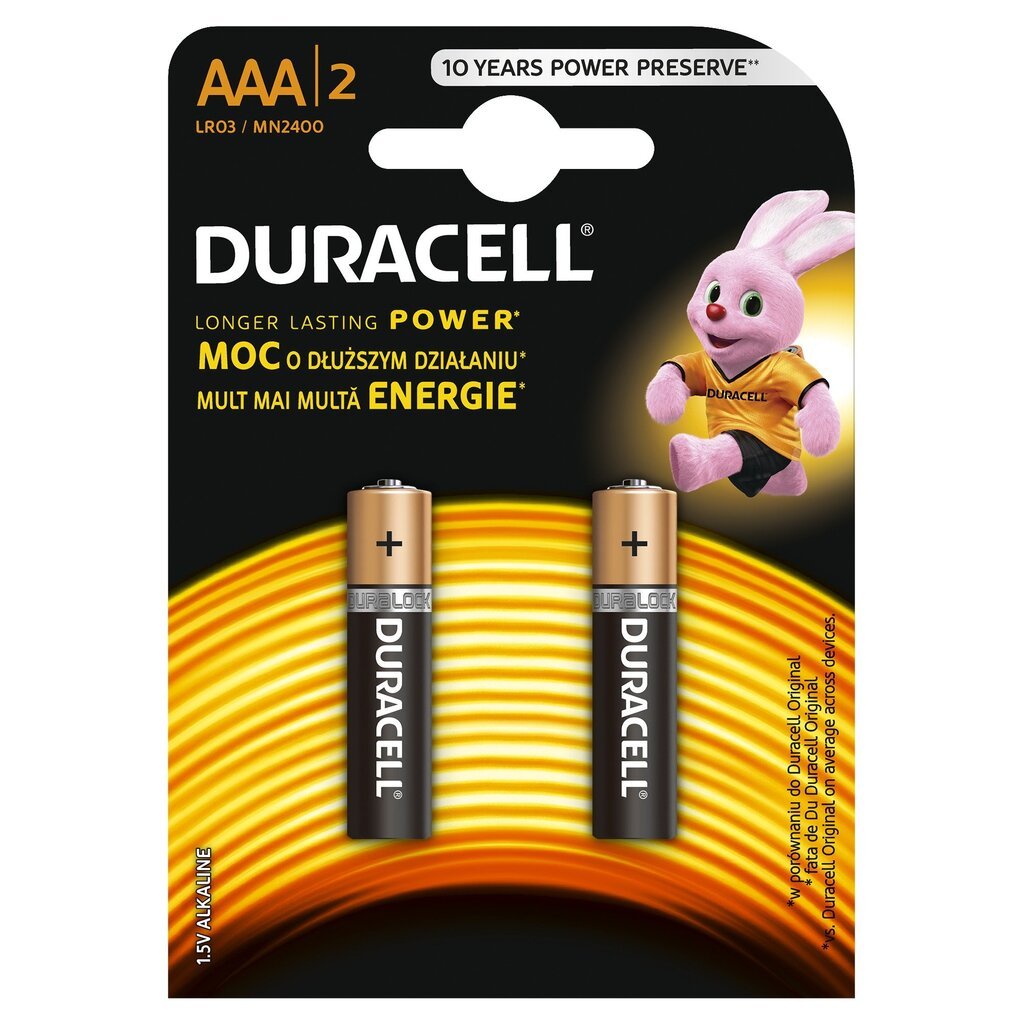 DURACELL MN 2400 BASIC AAA (LR03) BLISTERA IEPAKOJUMĀ 2GB. cena un informācija | Baterijas | 220.lv