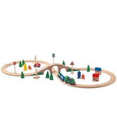 Поезд с рельсами и модель автомобиля Woody, 91121 цена и информация | Конструктор автомобилей игрушки для мальчиков | 220.lv
