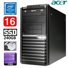 Acer Veriton M4610G MT G630 16GB 240GB+1TB DVD WIN10Pro cena un informācija | Stacionārie datori | 220.lv