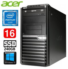 Acer Veriton M4610G MT G630 16GB 240SSD DVD WIN10 cena un informācija | Stacionārie datori | 220.lv