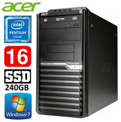 Acer Veriton M4610G MT G630 16GB 240SSD DVD WIN7Pro cena un informācija | Stacionārie datori | 220.lv