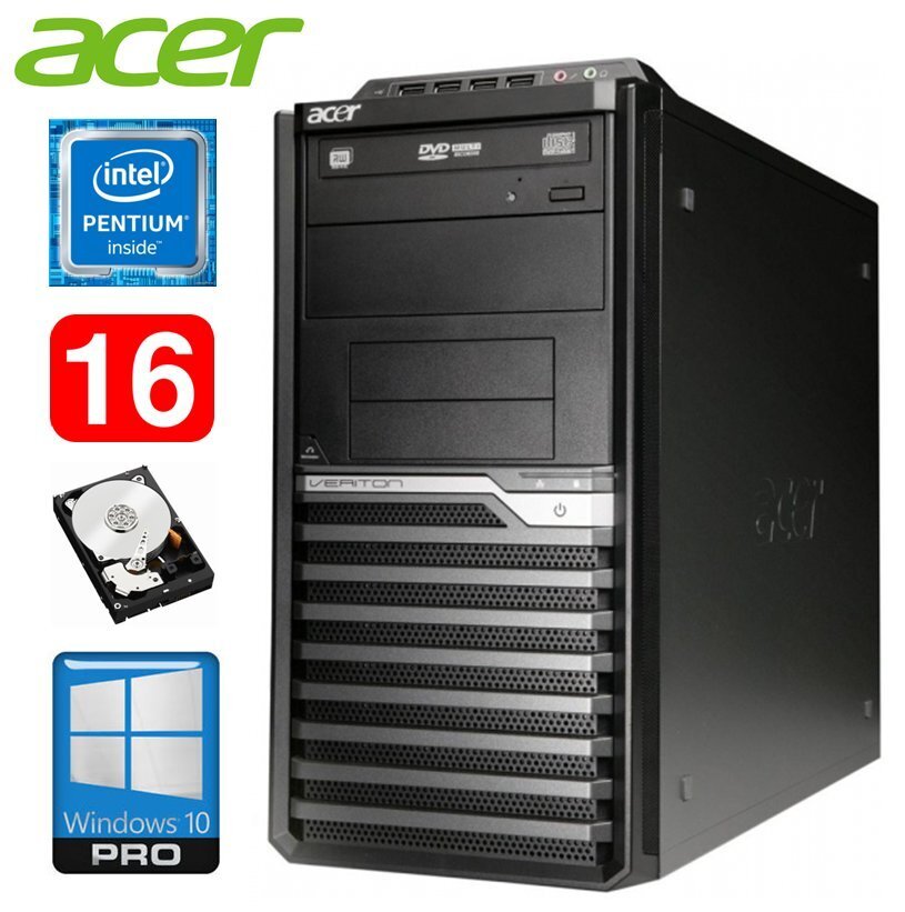Acer Veriton M4610G MT G630 16GB 250GB DVD WIN10Pro цена и информация | Stacionārie datori | 220.lv