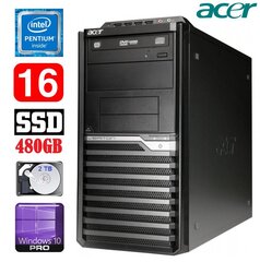 Acer Veriton M4610G MT G630 16GB 480GB+2TB DVD WIN10Pro cena un informācija | Stacionārie datori | 220.lv