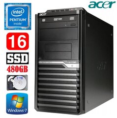 Acer Veriton M4610G MT G630 16GB 480GB+2TB DVD WIN7Pro cena un informācija | Stacionārie datori | 220.lv